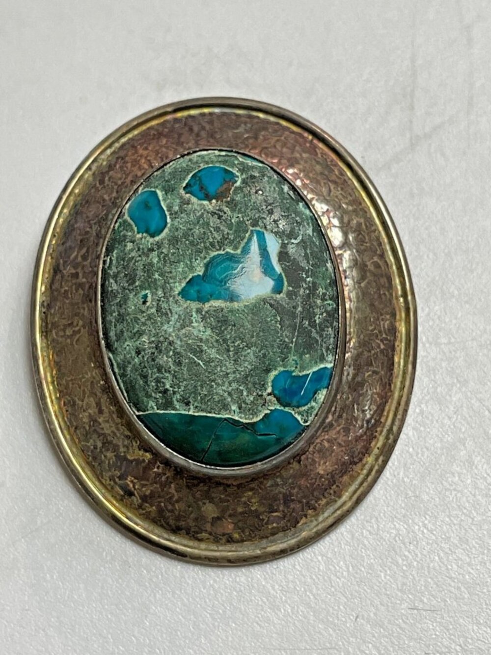 Vintage stone brooch pendant signed 925 Silver